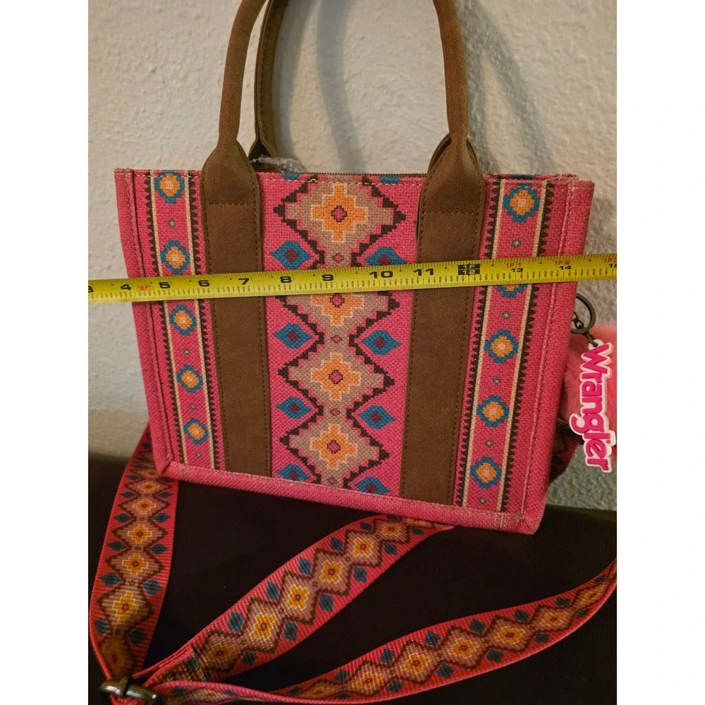 Wrangler Magenta Pink Southwestern Canvas Tote Crossbody Bag WGS302-9121-HPK
